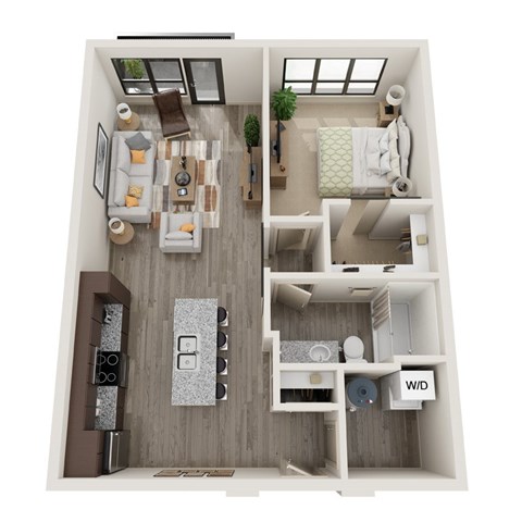 Floor plan for 1 bed, 1 bath, 786 sqft